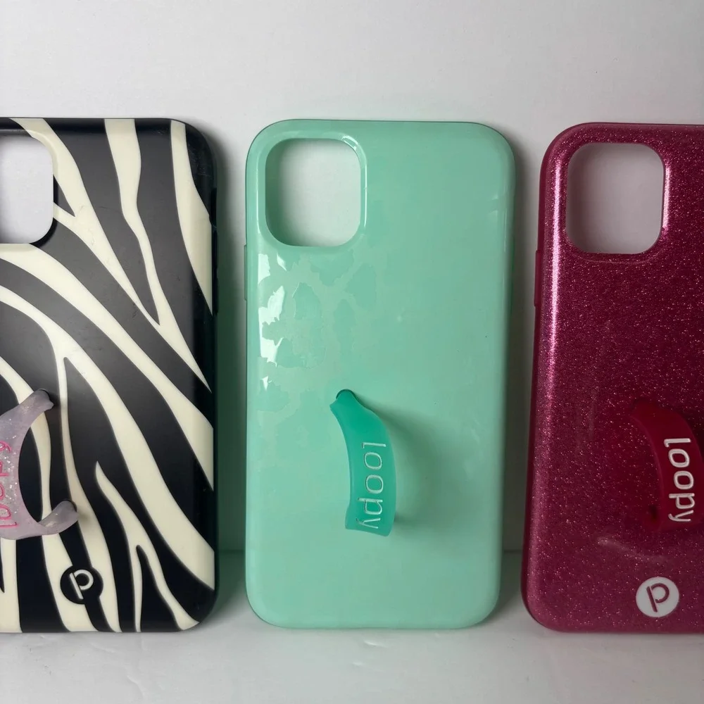 Loopy iPhone 11 ? Phone Case Bundle 3pk‎ Zebra Mint Leopard Sparkly Pink Loop